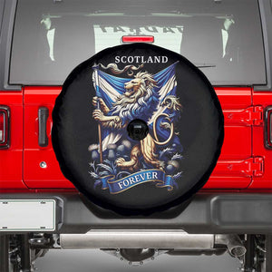 Scotland Forever Majestic Lion Rampant Holding Saltire Flag With Thistles Graphic Spare Tire Cover
