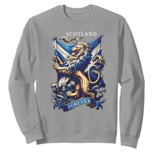 Scotland Forever Majestic Lion Rampant Holding Saltire Flag With Thistles Graphic Sweatshirt