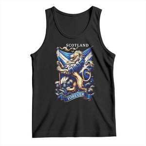 Scotland Forever Majestic Lion Rampant Holding Saltire Flag With Thistles Graphic Tank Top