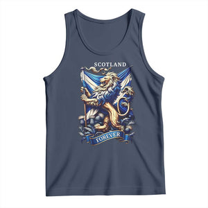 Scotland Forever Majestic Lion Rampant Holding Saltire Flag With Thistles Graphic Tank Top