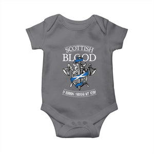 Scottish Blood Running Through My Veins Baby Onesie Viking Axe and Sword Heritage TS02 Charcoal Print Your Wear