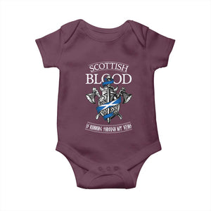Scottish Blood Running Through My Veins Baby Onesie Viking Axe and Sword Heritage TS02 Maroon Print Your Wear