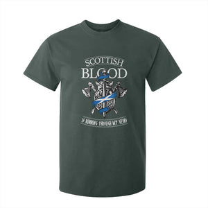 Scottish Blood Running Through My Veins T Shirt For Kid Viking Axe and Sword Heritage TS02 Dark Forest Green Print Your Wear