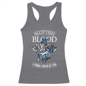 Scottish Blood Running Through My Veins Racerback Tank Top Viking Axe and Sword Heritage TS02 Charcoal Print Your Wear