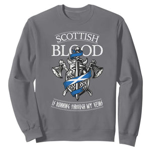 Scottish Blood Running Through My Veins Sweatshirt Viking Axe and Sword Heritage TS02 Charcoal Print Your Wear