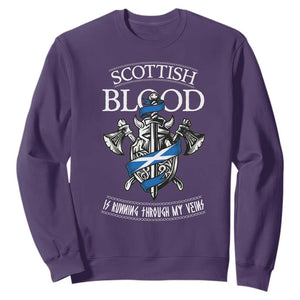 Scottish Blood Running Through My Veins Sweatshirt Viking Axe and Sword Heritage TS02 Purple Print Your Wear