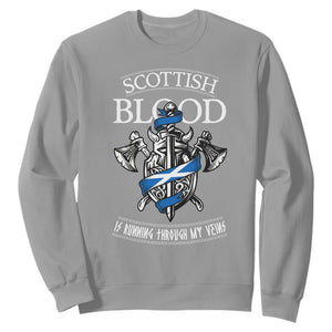 Scottish Blood Running Through My Veins Sweatshirt Viking Axe and Sword Heritage TS02 Sport Gray Print Your Wear
