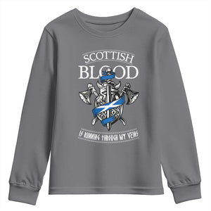 Scottish Blood Running Through My Veins Youth Sweatshirt Viking Axe and Sword Heritage TS02 Charcoal Print Your Wear