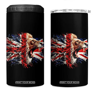 Roaring British Lion Flag 4 in 1 Can Cooler Tumbler Union Jack UK Pride TS02 One Size: 16 oz Black Print Your Wear