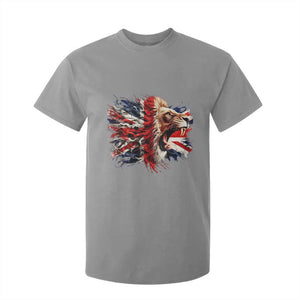 Roaring British Lion Flag T Shirt For Kid Union Jack UK Pride TS02 Sport Gray Print Your Wear