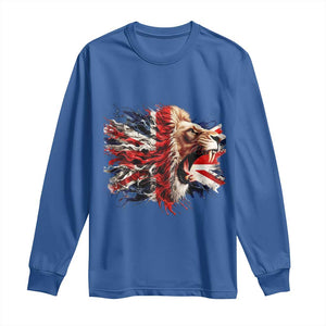 Roaring British Lion Flag Long Sleeve Shirt Union Jack UK Pride TS02 Royal Blue Print Your Wear