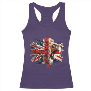 Roaring British Lion Flag Racerback Tank Top Union Jack UK Pride TS02 Purple Print Your Wear
