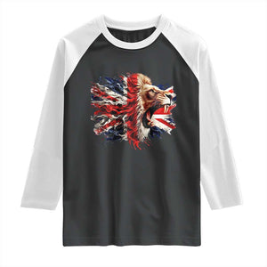 Roaring British Lion Flag Raglan Shirt Union Jack UK Pride TS02 Black White Print Your Wear