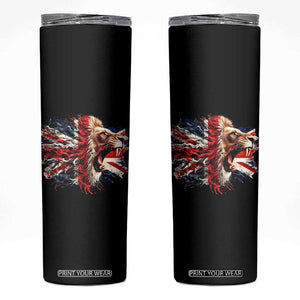 Roaring British Lion Flag Skinny Tumbler Union Jack UK Pride TS02 Black Print Your Wear
