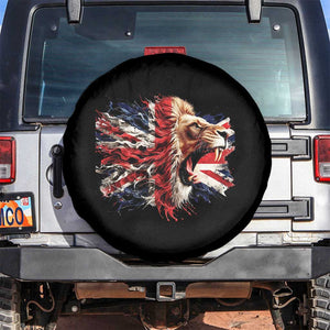 Roaring British Lion Flag Spare Tire Cover Union Jack UK Pride TS02 No hole Black Print Your Wear