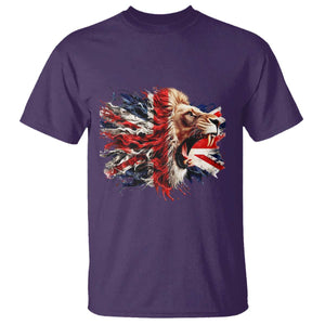 Roaring British Lion Flag T Shirt Union Jack UK Pride TS02 Purple Print Your Wear