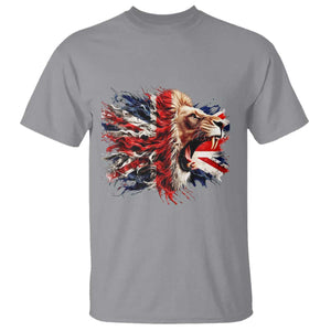 Roaring British Lion Flag T Shirt Union Jack UK Pride TS02 Sport Gray Print Your Wear