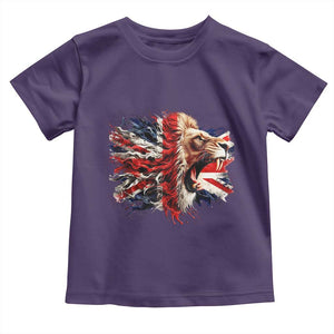 Roaring British Lion Flag Toddler T Shirt Union Jack UK Pride TS02 Purple Print Your Wear