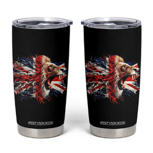 Roaring British Lion Flag Tumbler Cup Union Jack UK Pride TS02 Black Print Your Wear