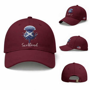 Scotland Thistle Floral Emblem Saltire Flag Baseball Cap Patriotic Scottish Heritage