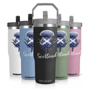 Scotland Thistle Floral Emblem Saltire Flag Flip Straw Tumbler Patriotic Scottish Heritage