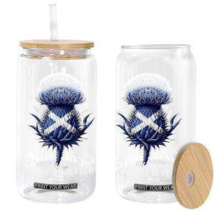 Scotland Thistle Floral Emblem Saltire Flag Glass Can Patriotic Scottish Heritage