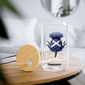 Scotland Thistle Floral Emblem Saltire Flag Glass Can Patriotic Scottish Heritage