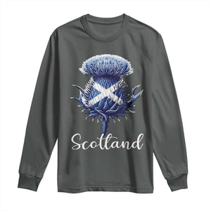 Scotland Thistle Floral Emblem Saltire Flag Long Sleeve Shirt Patriotic Scottish Heritage