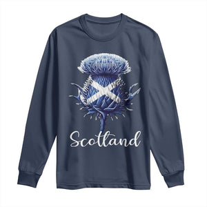 Scotland Thistle Floral Emblem Saltire Flag Long Sleeve Shirt Patriotic Scottish Heritage
