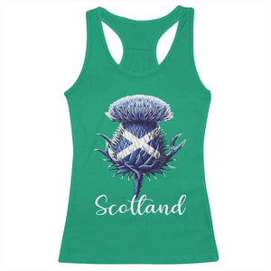 Scotland Thistle Floral Emblem Saltire Flag Racerback Tank Top Patriotic Scottish Heritage