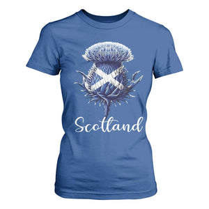 Scotland Thistle Floral Emblem Saltire Flag T Shirt For Women Patriotic Scottish Heritage