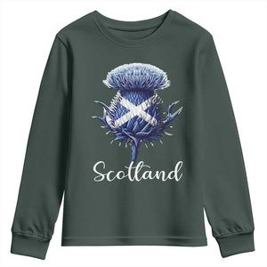Scotland Thistle Floral Emblem Saltire Flag Youth Sweatshirt Patriotic Scottish Heritage