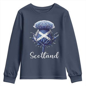 Scotland Thistle Floral Emblem Saltire Flag Youth Sweatshirt Patriotic Scottish Heritage