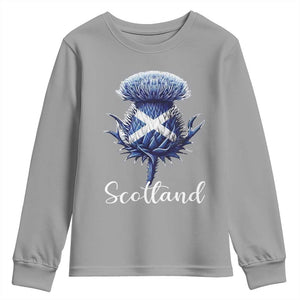 Scotland Thistle Floral Emblem Saltire Flag Youth Sweatshirt Patriotic Scottish Heritage