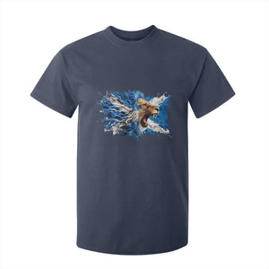 Roaring Scottish Lion T Shirt For Kid Braveheart Scotland Flag Pride TS02 Navy Print Your Wear