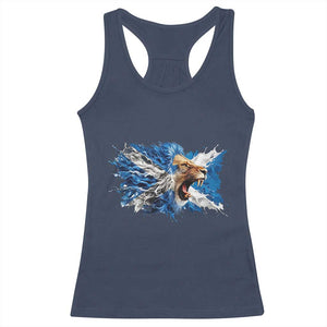 Roaring Scottish Lion Racerback Tank Top Braveheart Scotland Flag Pride TS02 Navy Print Your Wear