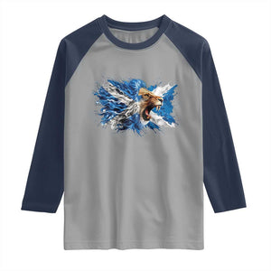 Roaring Scottish Lion Raglan Shirt Braveheart Scotland Flag Pride TS02 Sport Gray Navy Print Your Wear