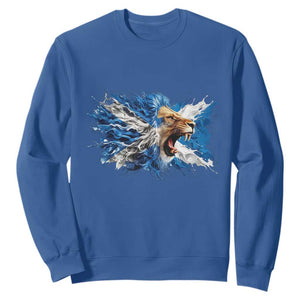 Roaring Scottish Lion Sweatshirt Braveheart Scotland Flag Pride TS02 Royal Blue Print Your Wear