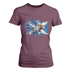 Roaring Scottish Lion T Shirt For Women Braveheart Scotland Flag Pride TS02 Maroon Print Your Wear