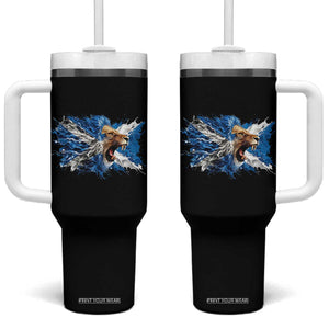 Roaring Scottish Lion Tumbler With Handle Braveheart Scotland Flag Pride TS02 One Size: 40 oz Black Print Your Wear
