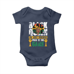 Black Queen Baby Onesie The Most Powerful Piece In The Game Afro Melanin TS02 Navy Print Your Wear