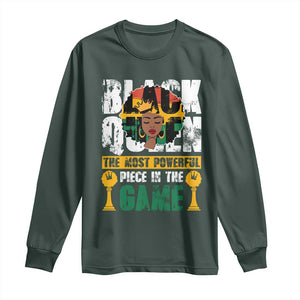 Black Queen Long Sleeve Shirt The Most Powerful Piece In The Game Afro Melanin TS02 Dark Forest Green Print Your Wear
