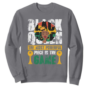 Black History Month Sweatshirt Black Queen The Most Powerful Piece In The Game Black Pride TS02 Charcoal Printyourwear