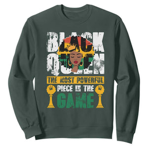 Black History Month Sweatshirt Black Queen The Most Powerful Piece In The Game Black Pride TS02 Dark Forest Green Printyourwear