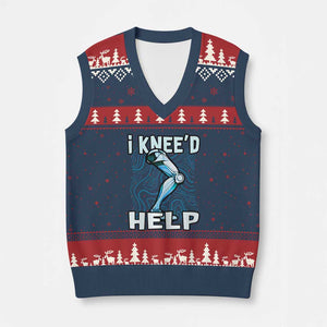 Funny Knee Replacement Surgery V-Neck Knit Sweater Vest I Knee'd Help Bones Injury Recovery TS02 Navy Red Print Your Wear