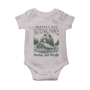 Protect Our National Parks Baby Onesie Parks Not Profits Retro Bear Nature Graphic TS02 Ice Gray Print Your Wear