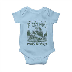 Protect Our National Parks Baby Onesie Parks Not Profits Retro Bear Nature Graphic TS02 Light Blue Print Your Wear