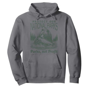 Protect Our National Parks Hoodie Parks Not Profits Retro Bear Nature Graphic TS02 Charcoal Print Your Wear