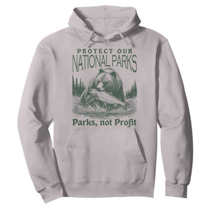 Protect Our National Parks Hoodie Parks Not Profits Retro Bear Nature Graphic TS02 Ice Gray Print Your Wear