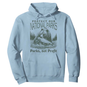Protect Our National Parks Hoodie Parks Not Profits Retro Bear Nature Graphic TS02 Light Blue Print Your Wear